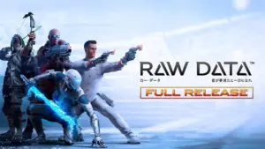 Группа вооружённых персонажей в фантастическом боевом сценарии игры Raw Data.